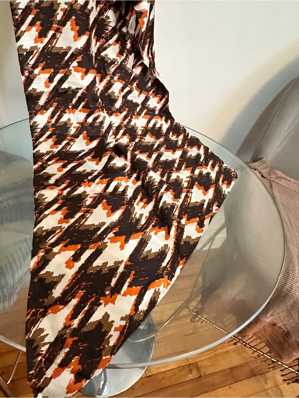 Women’s Houndstooth A-Line Scarf in Orange and Brown